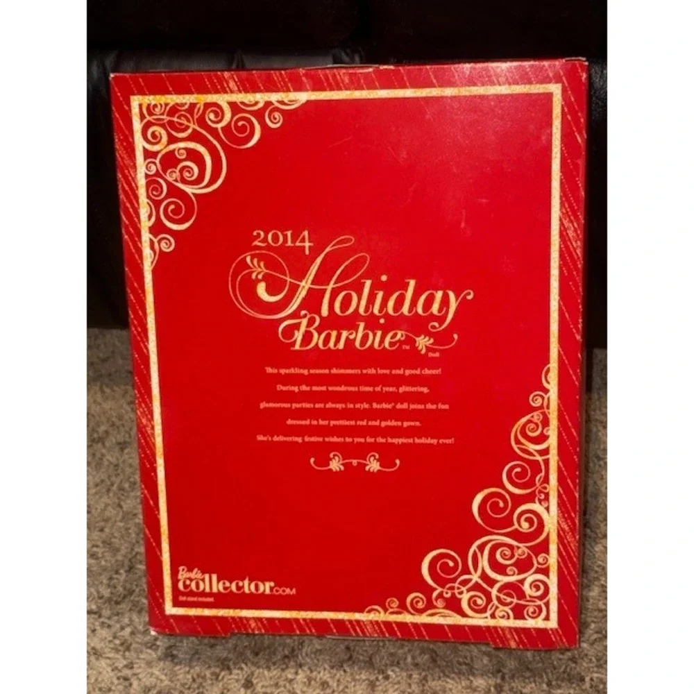 2014 Holiday Barbie Doll Red Gold Gown Collector‎ Edition Christmas Gift
